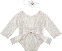 MOMISY Baby Photography Props, Dress & Headband for Kids Parties Anniversaries Photography, White