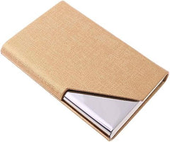 MOMISY PU Leather Professional Business Visiting Card Case Wallet Debit Credit ATM Card Holders for Men & Women (6.5 x 1.25 x 9.5 cm) (Gold)