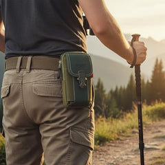 MOMISY Men’s Nylon Multi-Purpose Utility Pouch – Solid Color Outdoor Travel Phone Bag with Buckle Closure(Green)