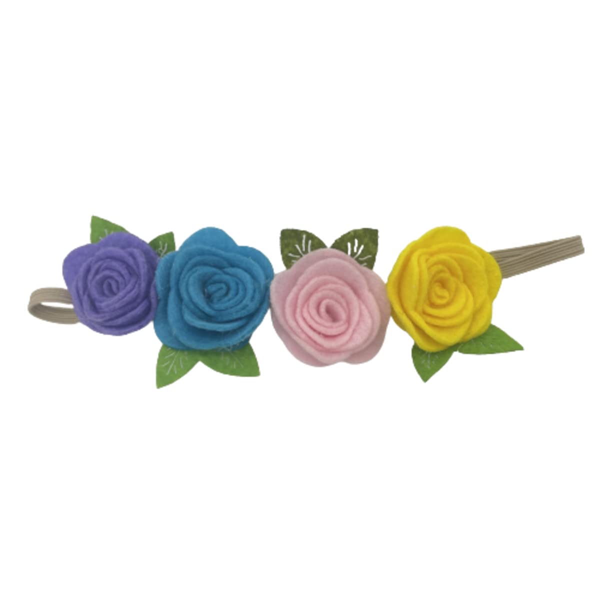 MOMISY Headbands Rose Soft Synthetic Hair bands for Girls, kids, Infants and Toddlers (PplBluPnkYlo-St1)