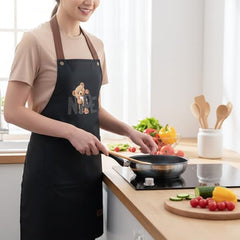 MOMISY Kitchen Apron – Adjustable Cooking Apron with Straps & Front Pockets (Black)