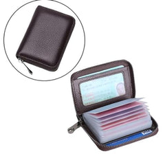 MOMISY PU Leather Credit Debit Card Holder Wallet Card Case ID Case Organizer Holder Zipper Wallet Coin Purse for Men & Women (20 Slots PVC Brown)