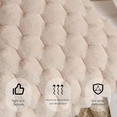 MOMISY Corduroy Cushion Throw Pillow Covers, Honeycomb Pattern, 45 x 45 cm, Pack of 2 (Beige)