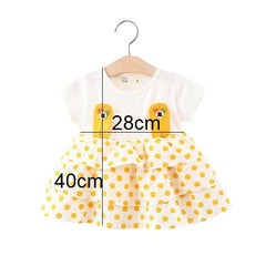 MOMISY Baby Girl Short Sleeves Infant Toddler Summer Frock Clothes Set- Yellow&White-L (1 Years to 2 Years)