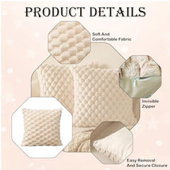 MOMISY Corduroy Cushion Throw Pillow Covers, Honeycomb Pattern, 45 x 45 cm, Pack of 2 (Beige)