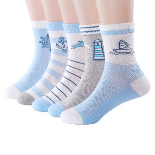 MOMISY 5 Pairs Baby Girl Boys Tube Socks Toddlers Infant Solid Color Boat Spring and Autumn Socks Stretch Baby Sock - Multicolor (IN, Age, 3 Years, 5 Years, Boat)