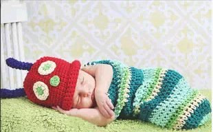 MOMISY Newborn Photography Props Baby Girl Boy Photo Props for Infant Crochet Caterpillar Outfit Hand Crocheted Hat