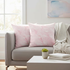 MOMISY Decorative Polyester Home Sofa Bedside Cushion Throw Pillow Covers, 45 x 45 cm, Pack of 2 (Cloud-Pink-2)