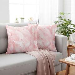 MOMISY Decorative Polyester Home Sofa Bedside Cushion Throw Pillow Covers, 45 x 45 cm, Pack of 2 (Leaves-PinkB-2)