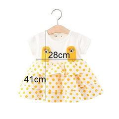 MOMISY Baby Girl Short Sleeves Infant Toddler Summer Frock -Wedding- Yellow&White-XL (2 Years to 2.5 Years)