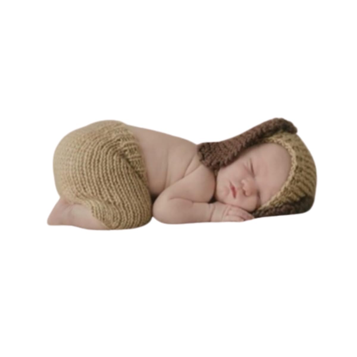 MOMISY Baby Photography Props, Includes Nappy Cover & Cap for Kids Parties Anniversaries Photography-Long Ear-Set of 2 Pieces-Brown
