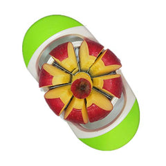 MOMISY Plastic Apple Fruit Slicer, Corer, Cutter, Divider Tool, 8 Stainless Steel Blades (WhiteGreen)