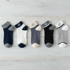 MOMISY Unisex Colorblock Ribbed Ankle Socks Cotton Blend Casual Socks 5 Pair Pack (Multicolor)