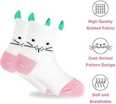 MOMISY 5 Pairs Baby Girl Boys Tube ankle Socks for Baby Girl BoysToddlers Infant kids (PinkKitten, 0 year to 1 year)