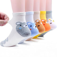 MOMISY 5 Pairs Baby Girl Boys Tube Socks Toddlers Infant Solid Color Boat Spring and Autumn Socks Stretch Baby Sock - Multicolor (IN, Age, 1 Year, 2 Years, Bear/)