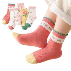 MOMISY 5 Pairs Baby kids Girl Boys Toddlers InfantmCotton Stretch Baby Socks (IN, Age, 1 Year, 3 Years, Pink Flower)