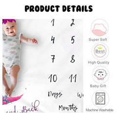 MOMISY Milestone Blanket for Baby, Light and Thin Flannel Blanket Background for Baby New Born Blanket Photoshoot Props (Moon Purple, 135 * 100 CM)