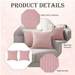 MOMISY Corduroy Cushion Throw Pillow Covers Pink 45 x 45cm, 18x18 inch (2, Pink)