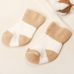 MOMISY 5 Pairs Tube Socks for children Toddlers Infant Baby Girl Boys (Cream, 0 Months to 6 Months)