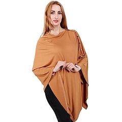 MOMISY Nursing Cover Scarf for Breastfeeding - MultiUse - Nursing Blanket – Poncho Style with Buttons - Stretchy Baby Car Seat Canopy - Elegant Shawl - Made of 100% Modal - Brown