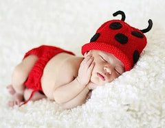 MOMISY Newborn Photography Props Baby Girl Boy Photo Props for Infant Hand Crocheted Beetle Diaper and Hat