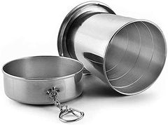 MOMISY Portable Folding Stainless Steel Travel Camping Water Mug Cup Glass -150ml, Silver (Stainless Steel 304)