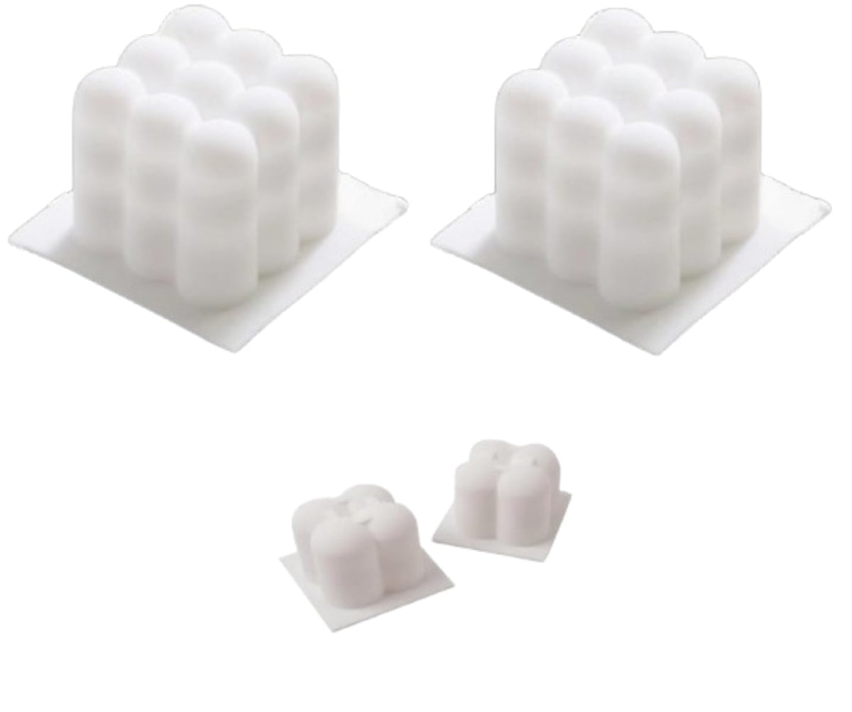 momisy Silicone Candle Moulds for Candle Making 2 Small & 2 Big Cube Candle Mould for Home Decoration Candle Making Festival, Party - Pack of 4