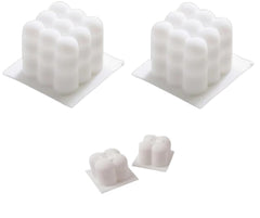 momisy Silicone Candle Moulds for Candle Making 2 Small & 2 Big Cube Candle Mould for Home Decoration Candle Making Festival, Party - Pack of 4