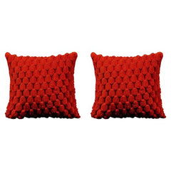 MOMISY Corduroy Cushion Throw Pillow Covers, Honeycomb Pattern, 45 x 45 cm, Pack of 2 (Red)