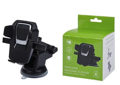 MOMISY Car Mount Adjustable Car Mobile Phone Holder Stand Universal Long Arm, for Dashboard & Windshield, 360° Rotational, Strong Suction Cup for Smartphones (BlackSilver)