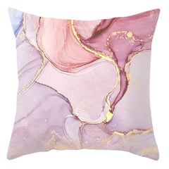 MOMISY Marble Cushion Cover with Gold Accents Abstract Design (Pink)