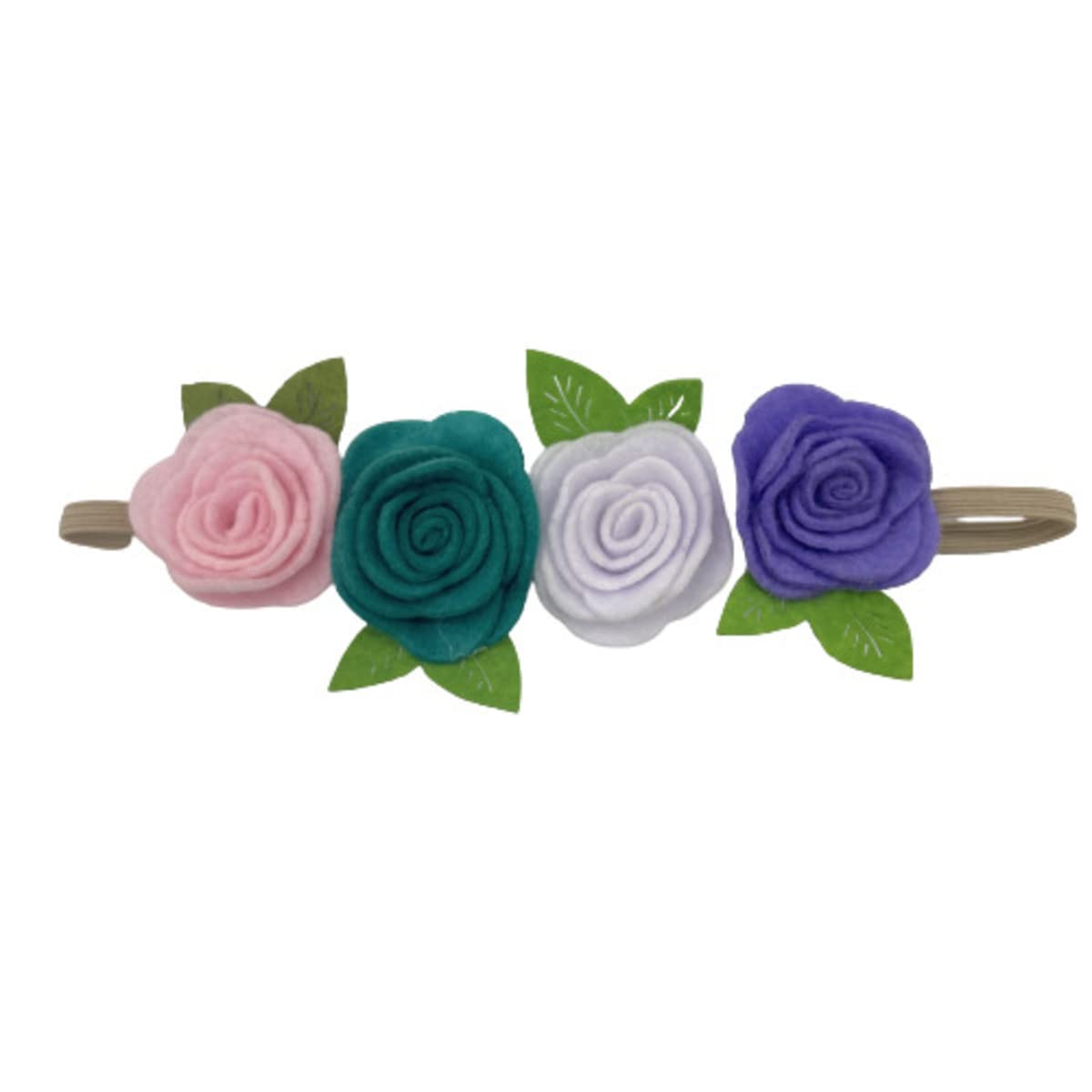 MOMISY Headbands Rose Soft Synthetic Hair bands for Girls, kids, Infants and Toddlers (PnkGrnWhitPpl-St-7)