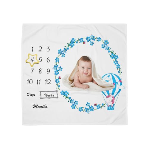 MOMISY Baby Milestone Blanket and Props for Baby's |1 to 12 Months Prop |Baby Bedding |Ac Room Blanket for Summer|Newborn| Infants Winter Blanket(BalloonUnicorn)