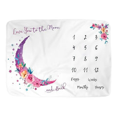 MOMISY Baby Milestone Blanket and Props for Baby's |1 to 12 Months Prop |Baby Bedding |Ac Room Blanket for Summer|Newborn| Infants Winter Blanket(Moon)