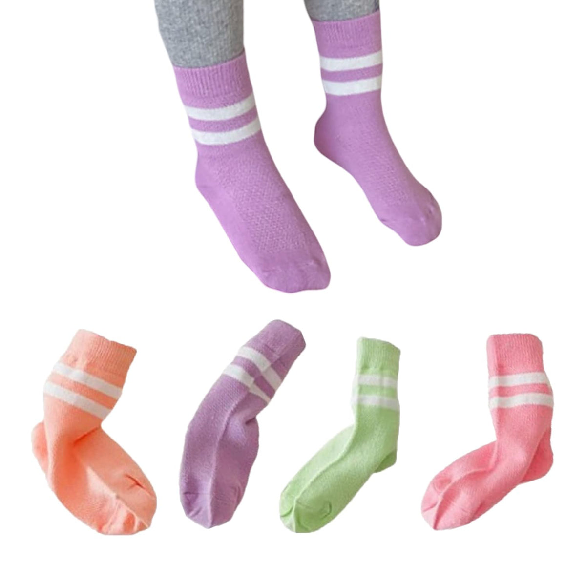 MOMISY Striped Tube Ankle Socks for Toddlers, 4 Pairs, Boys and Girls (IN, Age, 12 Months, 24 Months, 4A)