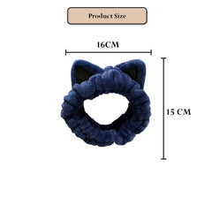 MOMISY Elastic Women's Lovely Hair Band Wash Face Spa Headband-Washable Facial Band Makeup Wrap Headbands Fits All Head Sizes-Cat Ear (Blue Black, Free)