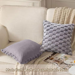 MOMISY Corduroy Cushion Throw Pillow Covers, Honeycomb Pattern, 45 x 45 cm, Pack of 2 (Grey)