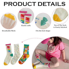 MOMISY Kids Crew Socks, 3 Pairs, Baby and Children Sizes (IN, Age, 3 Years, 5 Years, Alphabet)