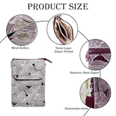 MOMISY Content generated Canvas Mobile Bag Cellphone Sling Card Holder Wallet Handbag, Crossbody Multi-function Shoulder Bag for Girls (Claret)