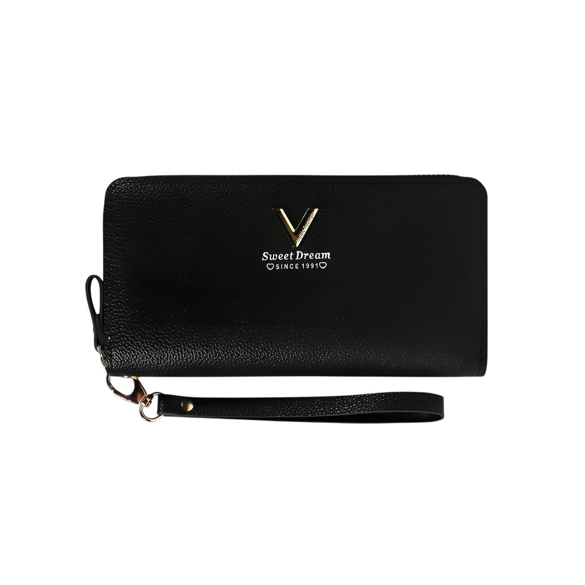 MOMISY Women's Girls PU Leather Party Wedding Clutch | Zipper | Ladies Purse Wallet Girls (Black)