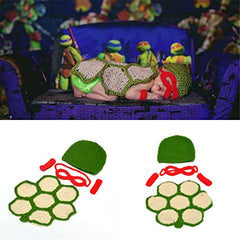 MOMISY Baby Turtle Photography Props, Includes Cap, Mask Band, Turtle Shell & Arm Bands for Parties Anniversaries Photography-Set of 5 Pieces (Red)