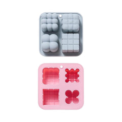 MOMISY 4-in-1 Silicone Candle Mould, 3D Cube and Bubble Design for Wax, Cake, Dessert Making