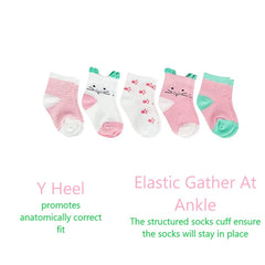 MOMISY 5 Pairs Baby Girl Boys Tube ankle Socks for Baby Girl BoysToddlers Infant kids (PinkKitten, 0 year to 1 year)