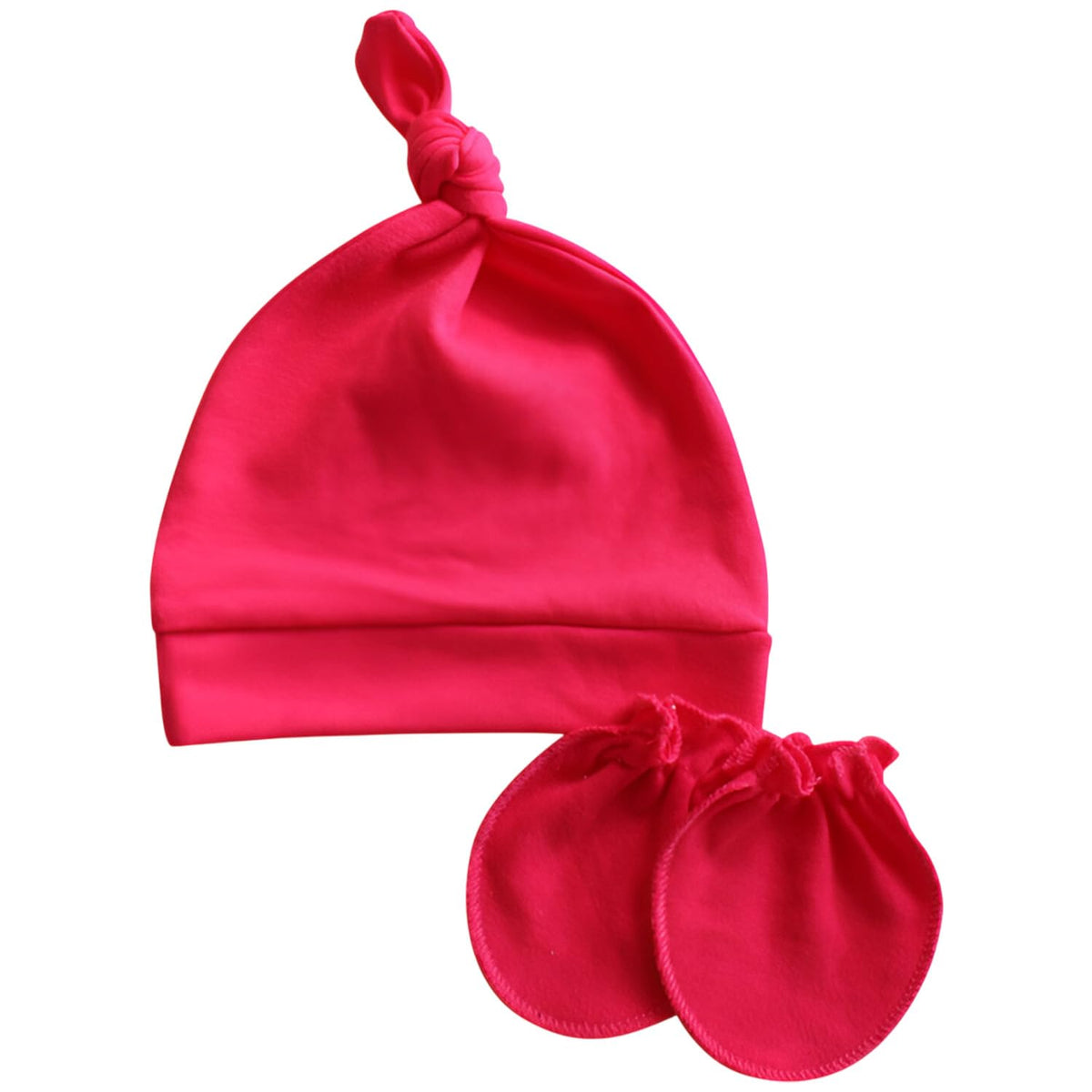 MOMISY Newborn Baby's Cotton Cap Mitten Set, 0-6 Months (IN, Age, 0 Months, 6 Months, Red)