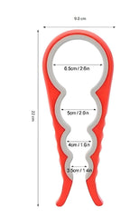 MOMISY 4 in 1 Creative Multifunction Gourd-Shaped Can Opener Kitchen Tool Grip Jar & Bottle Opener Rubber Design Fits Most of All Bottles Caps Premium Easy Grip (RedGrey)