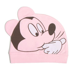 MOMISY Small Cartoon Design Baby Cotton Cap for Newborn Baby Boys and Girls of Age 0 to 6 Months (CtYlo-MkPnk-PndaLtYlo)-Pack of 3