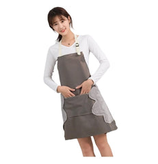 MOMISY Kitchen Cooking Apron with Pocket and 2 Stitched Towels Waterproof Adjustable Durable Stripe Kitchen Women Men Apron with Pockets Bib (Striped Brown)
