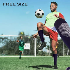MOMISY Soccer Football Athletic Sports knee High Cotton Blend Socks for Men & Women | Odour Free, Superior Grip-Pack of 1 (Navy White)