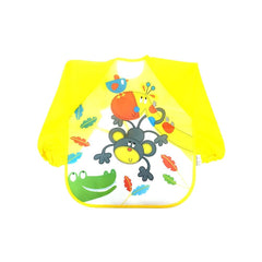 MOMISY Waterproof Art Smock Painting Apron Bib Full Sleeve Cartoon Animal for kids children Infants Toddler baby Boys Girls-Yellow Monkey