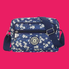 MOMISY Women Mobile Cellphone Messenger Bag Ladies Nylon Shoulder Cross Body Long Strap for College, Outing, Travelling, Work (Small, WhiteFlower)